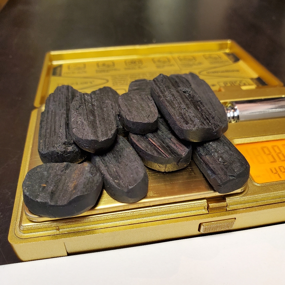 Set of 11 Raw low grade black tourmaline  good for mineral collectors